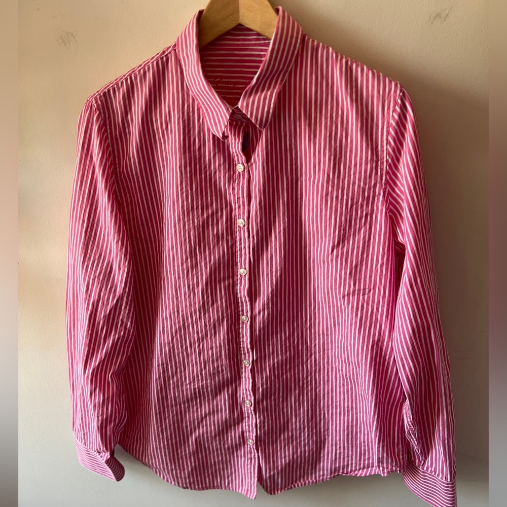 Saint James Pink Striped Button-Up Shirt